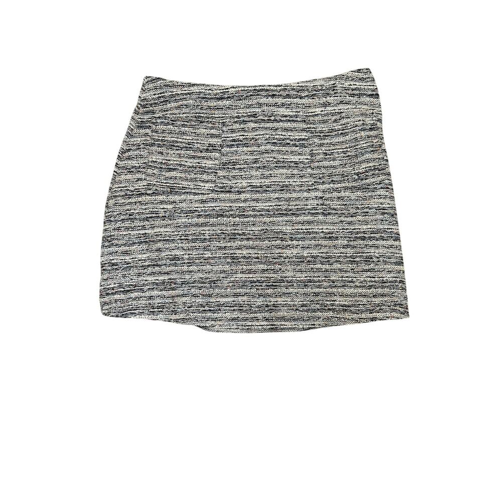 Loft Gray Tweed Style Boucle Mini Skirt With Pockets Size Large
